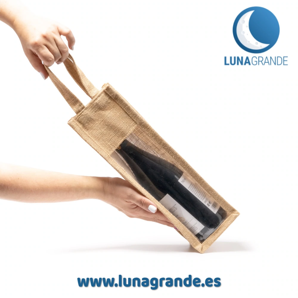 Bolsa de yute natural para Botella 3 Bolsa para botellas en yute natural - Detalle para invitados