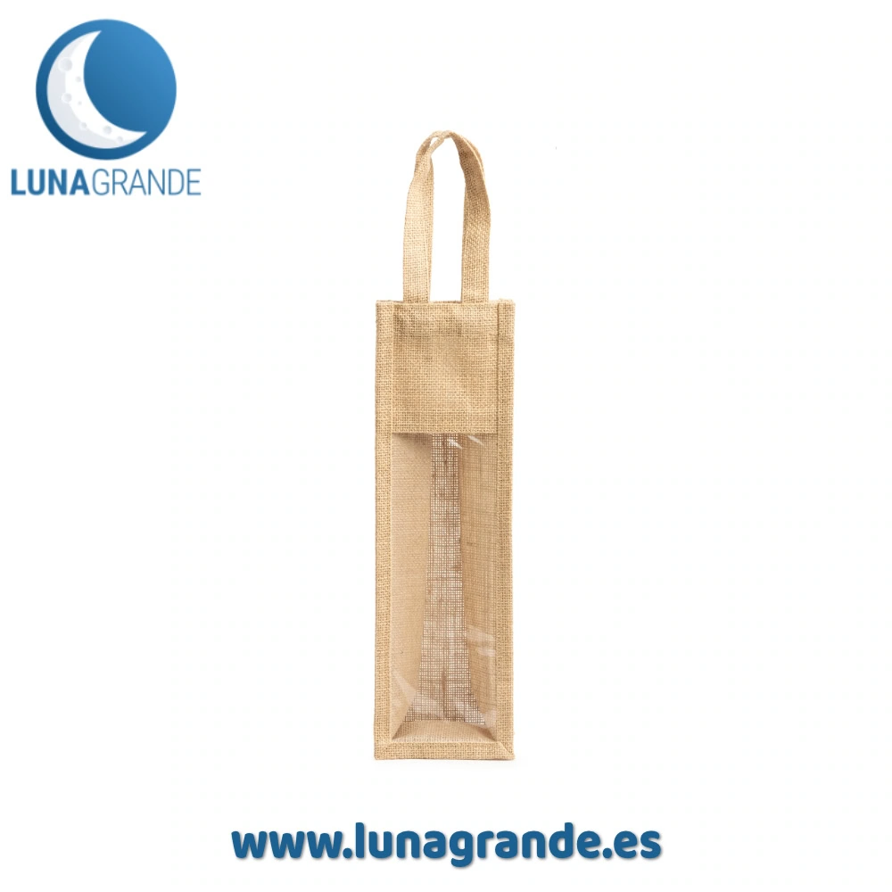 Bolsa de yute natural para Botella 5 Bolsa para botellas en yute natural con ventana