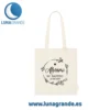 Tote bag para bautizo personalizada con nombre y diseño botánico