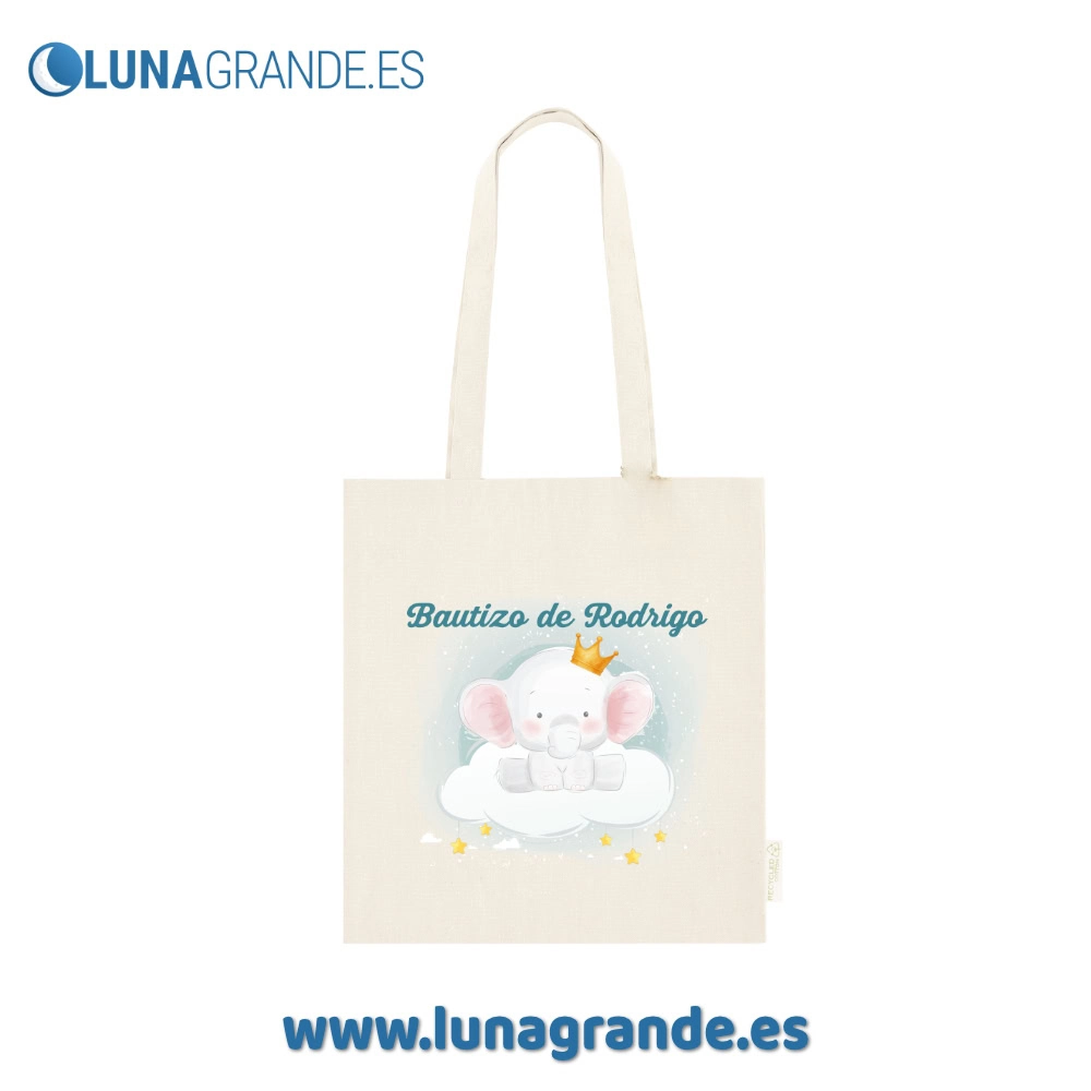 Bolsas de Algodón Personalizadas para Bautizo – Elefante 4 Bolsas de algodón para bautizos