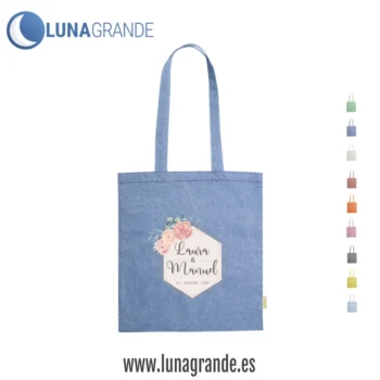Bolsas de tela para bodas todo color - floral - Azul