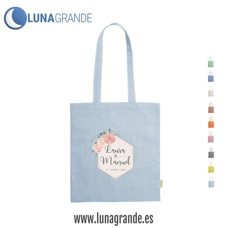 Bolsas de tela para bodas todo color - floral - Celeste