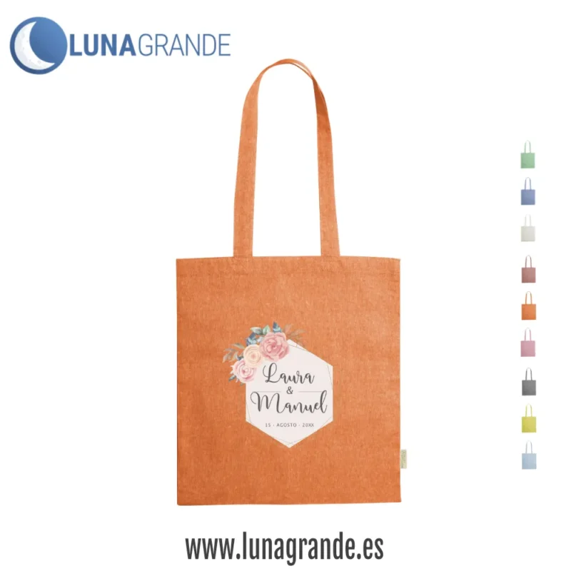Bolsas de tela para bodas todo color - floral - Naranja