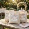 Bolsa de algodón personalizada para bautizo con elefante a color