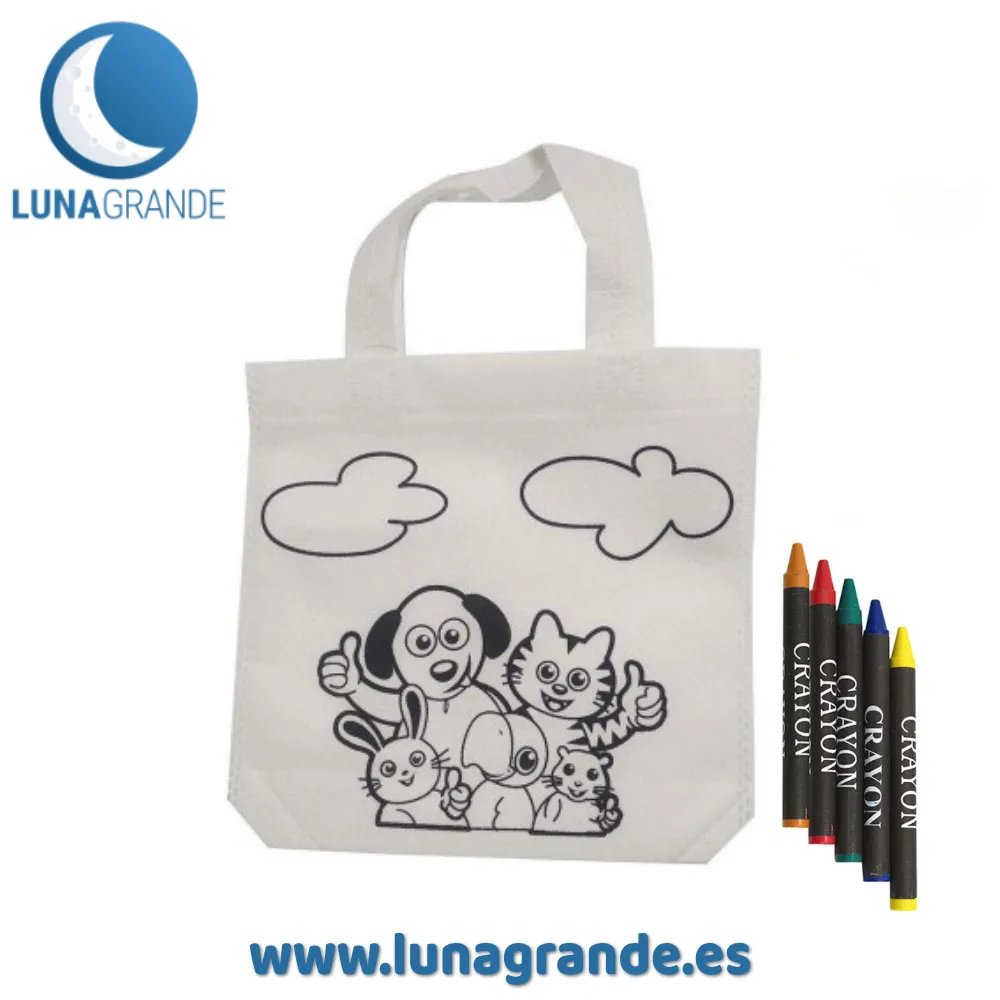 Bolsa infantil para colorear 1 Bolsa infantil para colorear diseño animalitos, incluye ceras