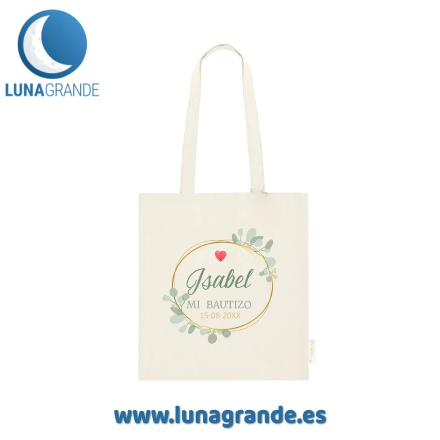 Bolsas de tela para bautizo floral circular 4 Bolsa de tela personalizada floral circular