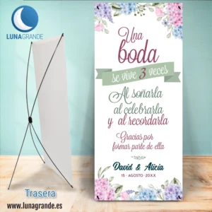 Cartel - Banner Bienvenida Boda floral Hortensias
