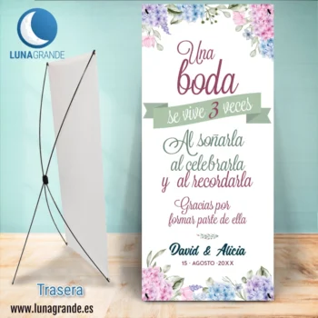 Cartel - Banner Bienvenida Boda floral Hortensias