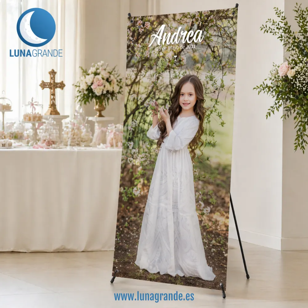 Cartel - Banner Bienvenida Comunión Cáliz destellos 4 Cartel lona Comunión Cáliz destellos 80x180