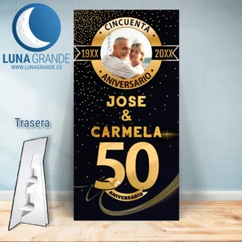 Cartel Bienvenida Aniversario - Bodas de oro - con soporte