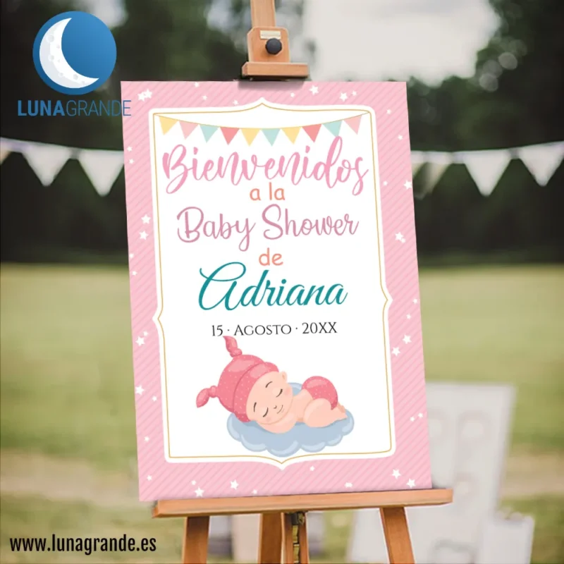 Cartel Bienvenida Baby Shower niña - 70 x 100