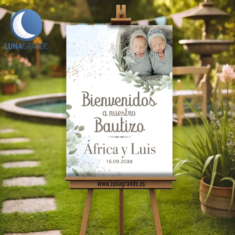 Cartel Bienvenida Floral Foto 4 Cartel Bienvenida Bautizo Niña y Niño