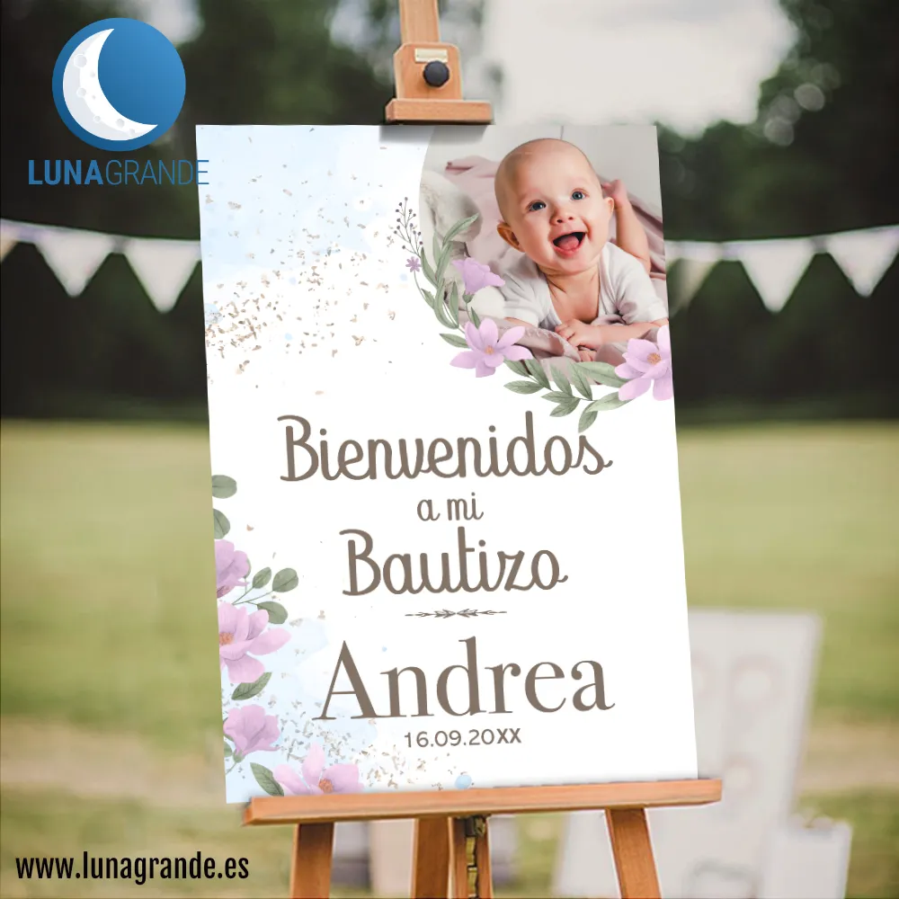 Cartel Bienvenida Floral Foto 2 Cartel Bienvenida Bautizo Niña
