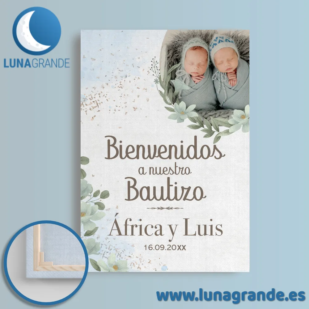 Cartel Bienvenida Floral Foto 3 Cartel Bienvenida Bautizo doble