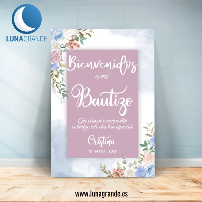 Cartel floral Bautizo niña