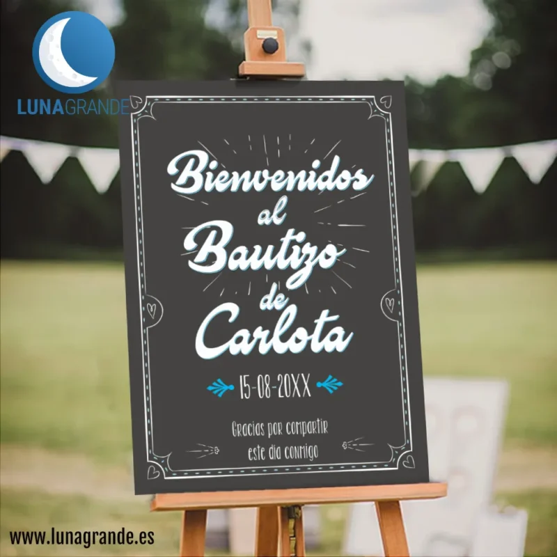 Cartel Bienvenida Bautizo niño - Pizarra