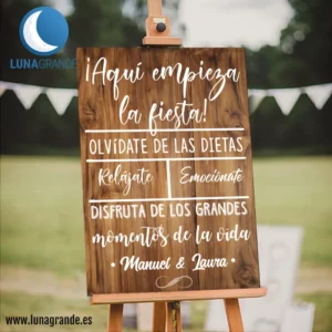 Cartel Bienvenida Boda - Aquí comienza la fiesta - 50 x 70