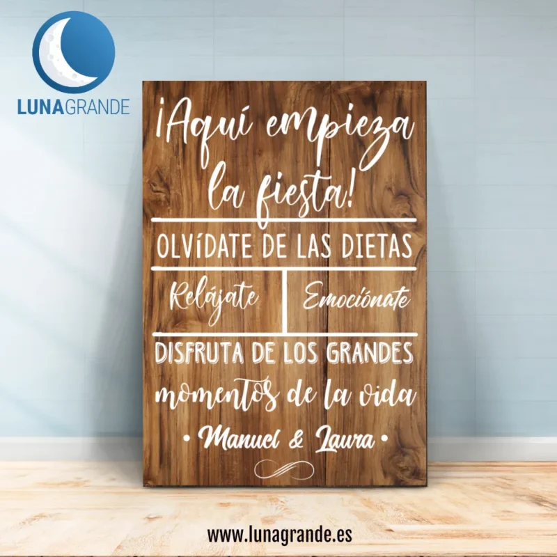 Cartel Bienvenida Boda - Aquí comienza la fiesta - 70 x 100