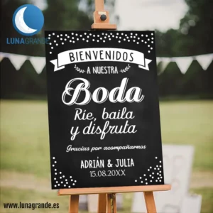 Cartel Bienvenida Boda Rie Baila y disfruta - pizarra - 50 x 70