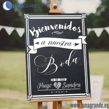Cartel Bienvenida Boda Pizarra