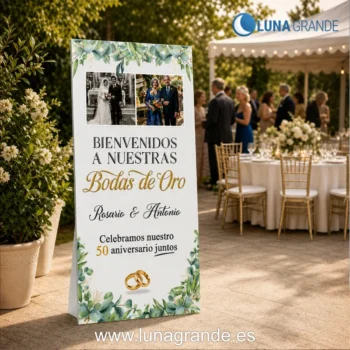 Inicio 10 Cartel Bienvenida Bodas de Oro - Floral acuarela