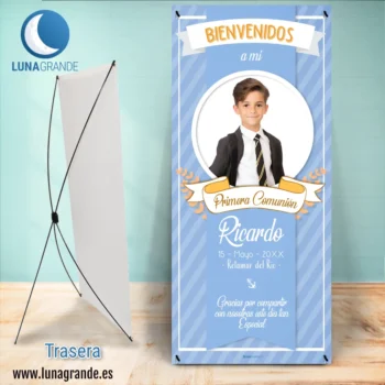 Inicio 10 Cartel Bienvenida Comunión - banner - líneas - Celeste