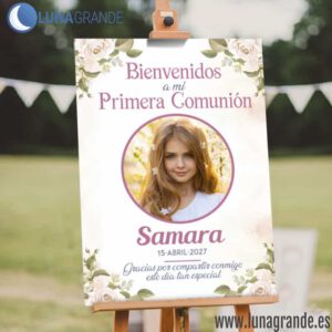 Cartel Bienvenida Comunión niña