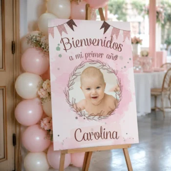 Cartel Bienvenida Cumpleaños Acuarela Fiesta Foto