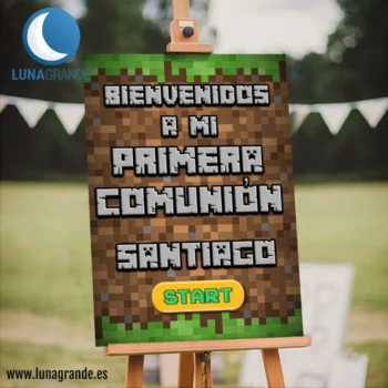 Cartel Bienvenida Primera Comunión - Pixelado