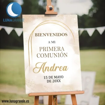 Inicio 11 Cartel Bienvenida Primera Comunión dorado - 50 x 70