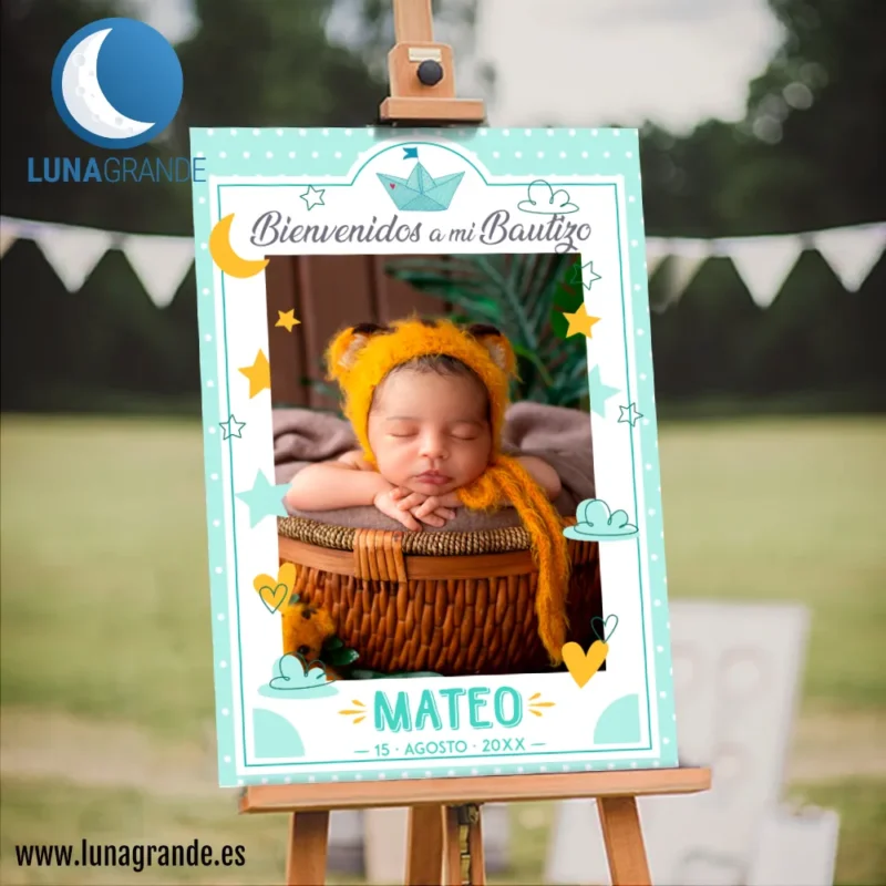 Cartel Bienvenida a Bautizo con Foto