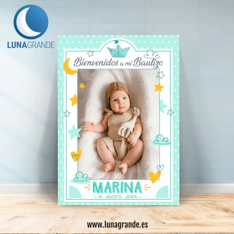 Cartel Bienvenida a Bautizo con Foto