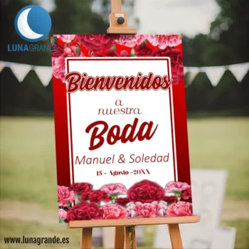 Cartel Boda Bienvenida Claveles 50 x 70