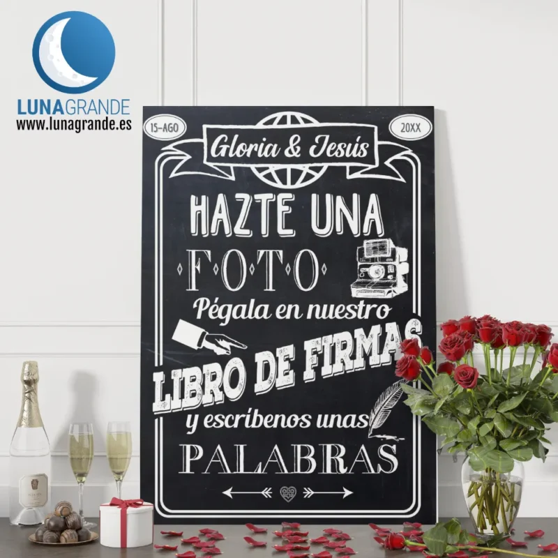 Cartel para el libro de firmas de boda Pizarra
