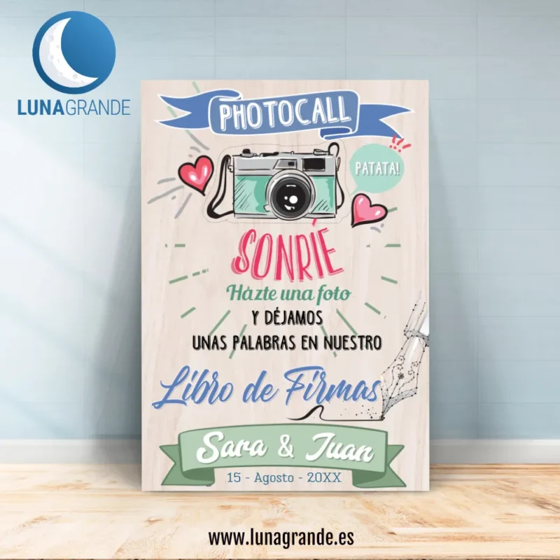 Cartel Boda Photocall Libro de firmas 70 x 100