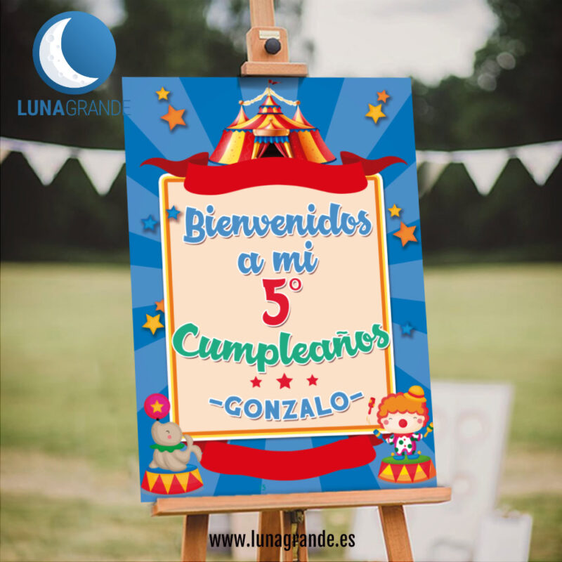 Cartel Bienvenida Cumpleaños Infantil Circo