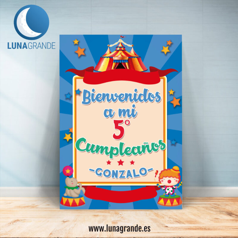 Cartel Bienvenida Cumpleaños Circo