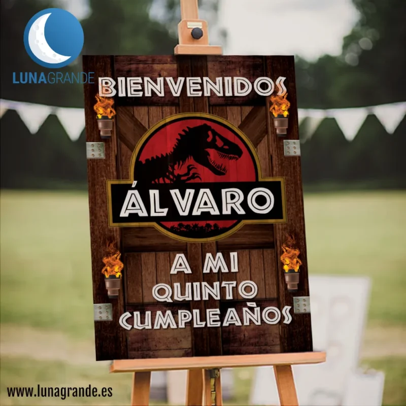 Cartel puerta jurassic park