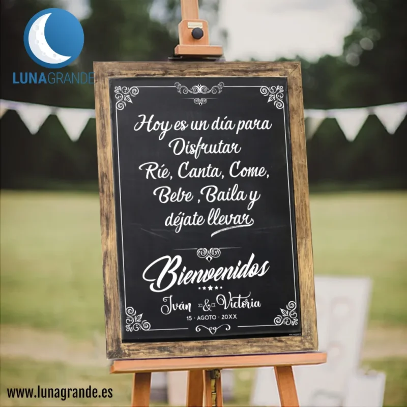 Cartel Hoy es un día para disfrutar - pizarra - 50 x 70