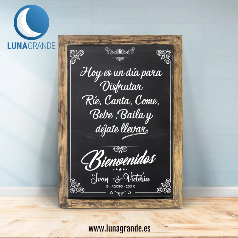 Cartel Hoy es un día para disfrutar - pizarra - 70 x 100
