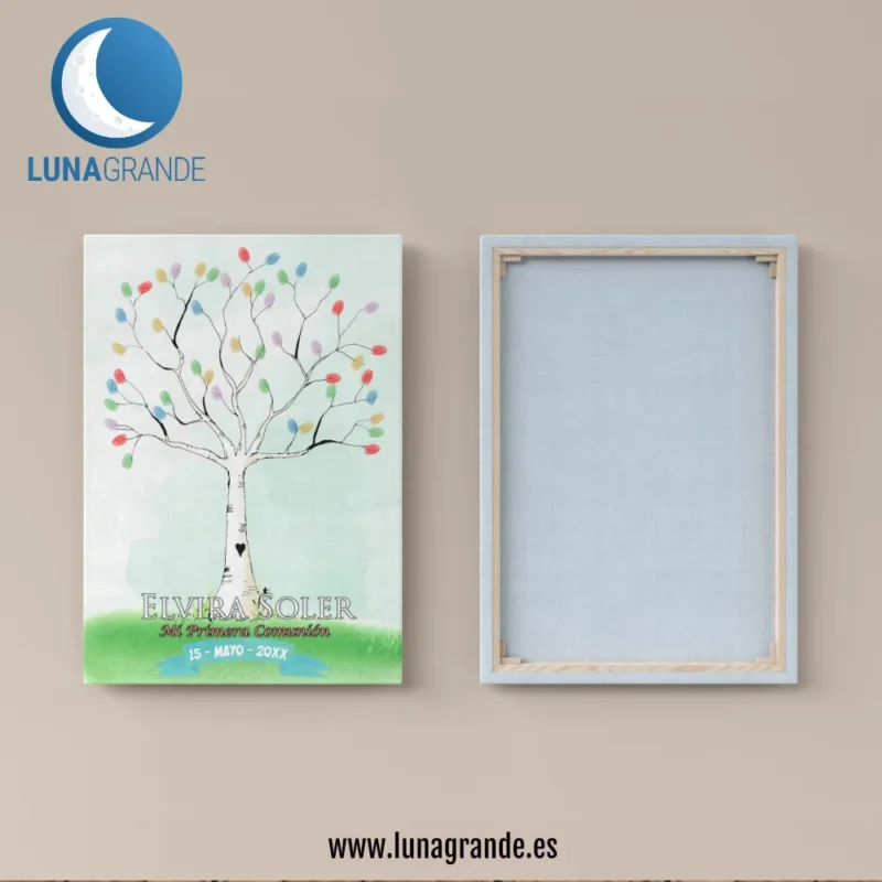 Cartel Lienzo árbol de Huellas para Primera Comunión