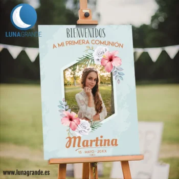 Cartel bienvenida Comunión floral