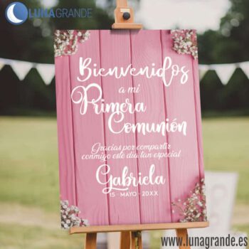 Cartel Bienvenida Comunión Niña