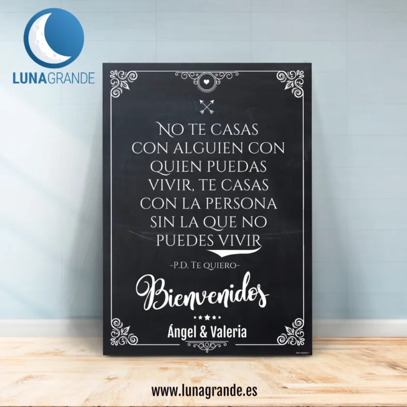 Cartel de boda pizarra lema 70 x 100