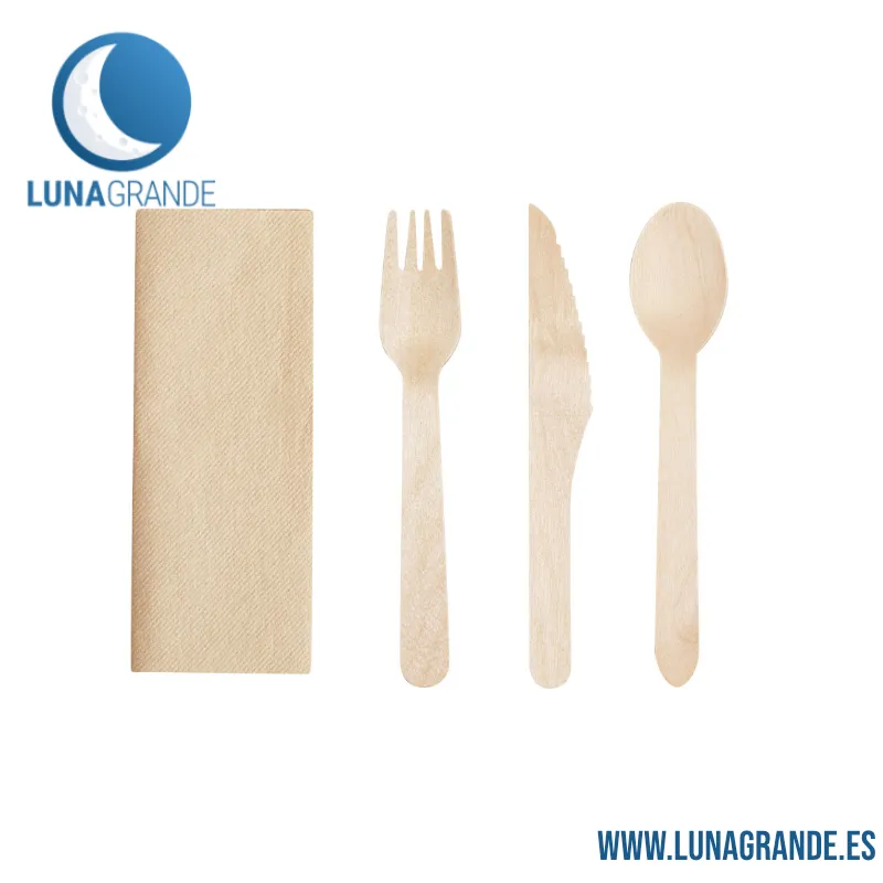 Set de cubiertos de madera personalizables 4 cubiertos de madera para fiestas