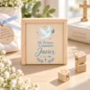 Detalle invitados Comunión - Juego tres en raya madera - personalizado - Paloma