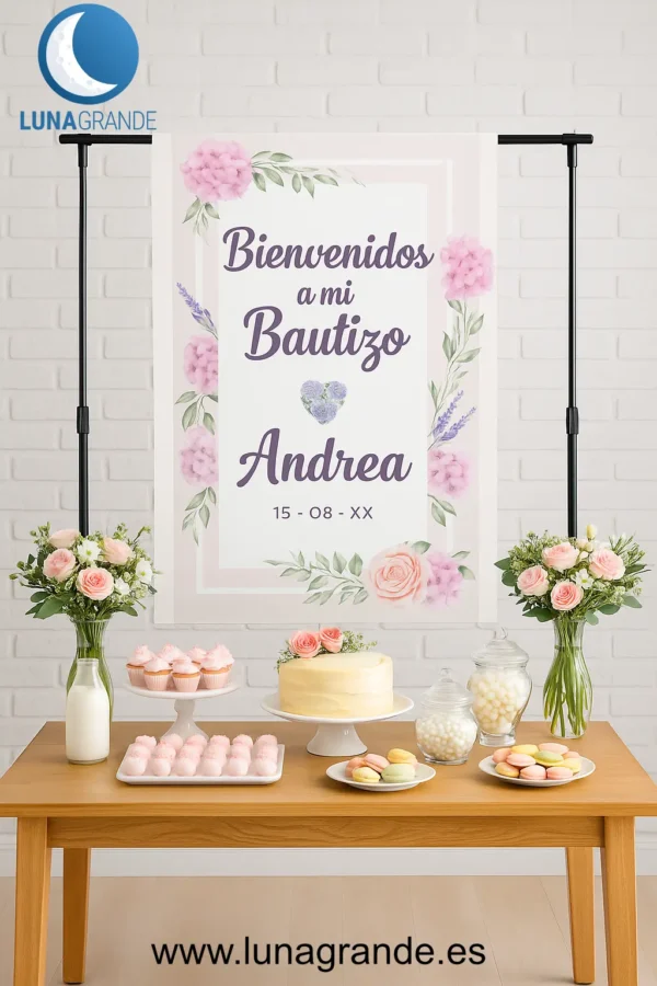 Estructura para fondo mesas dulces bautizo