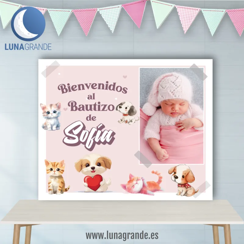 Fondo Candy Bar Bautizo personalizado