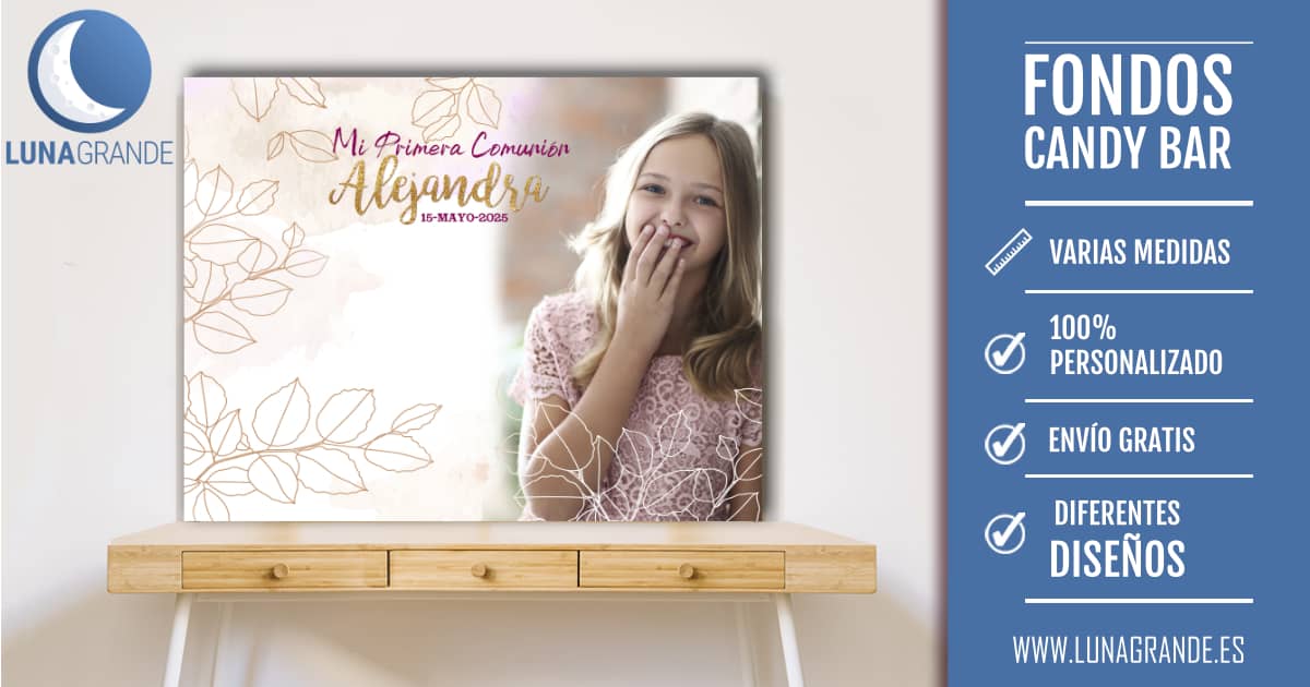 Fondo Mesa Dulce Primera Comunión con Foto Lunagrande.es