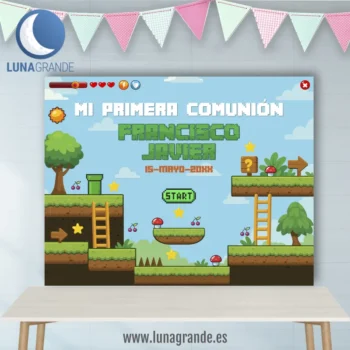 Fondo Candy Bar Comunión personalizado Videojuego
